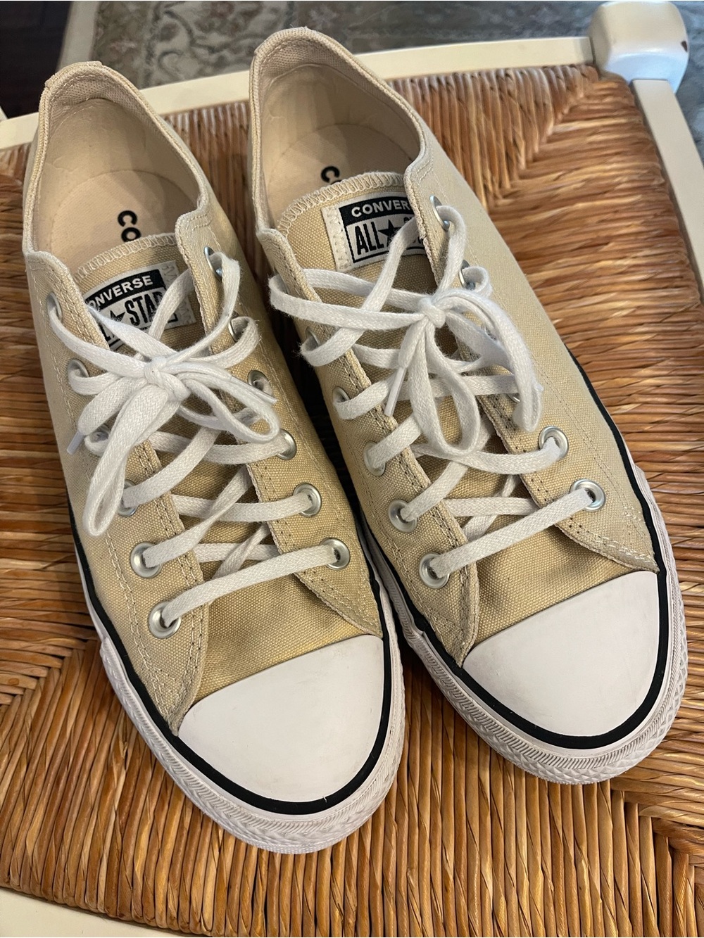 Converse Low Top Sneakers in Beige with White Trim